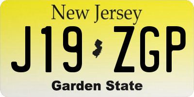 NJ license plate J19ZGP