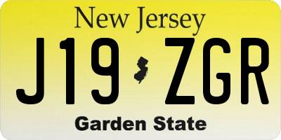 NJ license plate J19ZGR