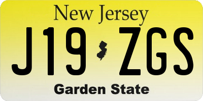 NJ license plate J19ZGS