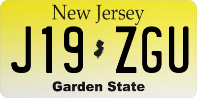 NJ license plate J19ZGU