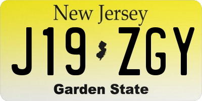 NJ license plate J19ZGY