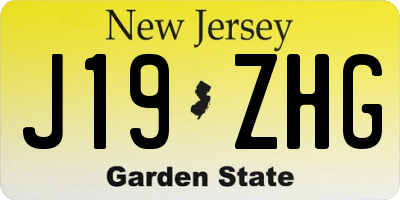 NJ license plate J19ZHG