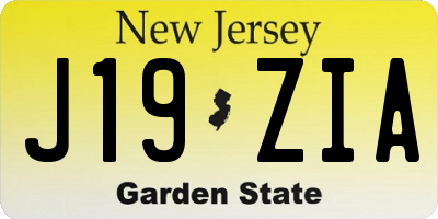 NJ license plate J19ZIA