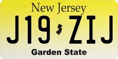 NJ license plate J19ZIJ