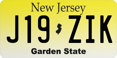 NJ license plate J19ZIK