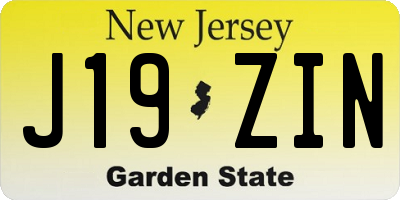 NJ license plate J19ZIN