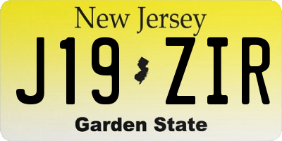 NJ license plate J19ZIR
