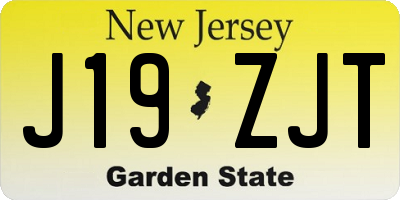 NJ license plate J19ZJT