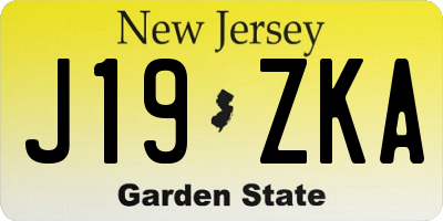 NJ license plate J19ZKA