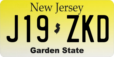 NJ license plate J19ZKD