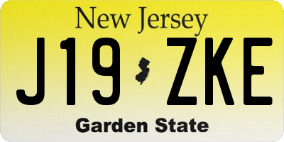 NJ license plate J19ZKE