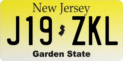 NJ license plate J19ZKL