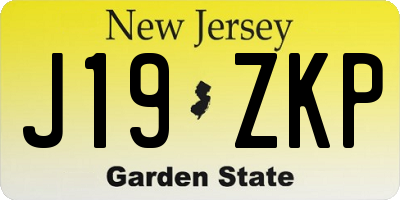 NJ license plate J19ZKP