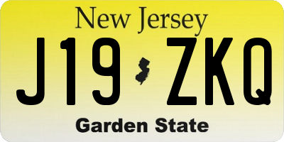 NJ license plate J19ZKQ