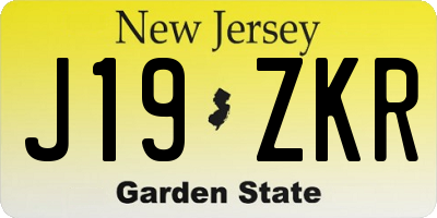 NJ license plate J19ZKR