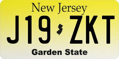 NJ license plate J19ZKT