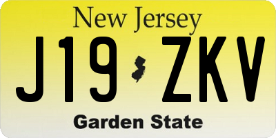 NJ license plate J19ZKV