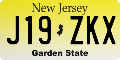 NJ license plate J19ZKX