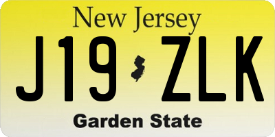 NJ license plate J19ZLK
