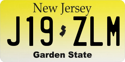 NJ license plate J19ZLM