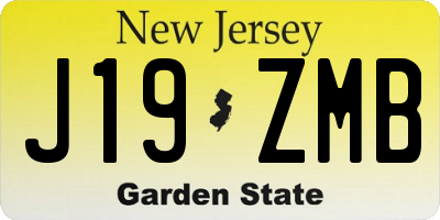 NJ license plate J19ZMB