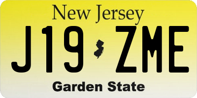 NJ license plate J19ZME
