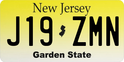 NJ license plate J19ZMN