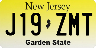 NJ license plate J19ZMT