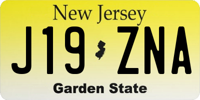 NJ license plate J19ZNA