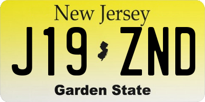 NJ license plate J19ZND