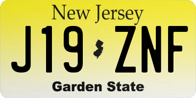 NJ license plate J19ZNF