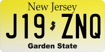 NJ license plate J19ZNQ