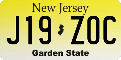 NJ license plate J19ZOC