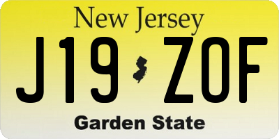 NJ license plate J19ZOF
