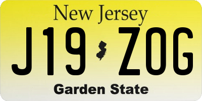 NJ license plate J19ZOG
