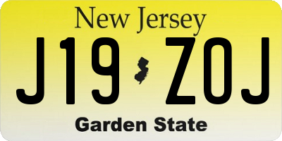 NJ license plate J19ZOJ