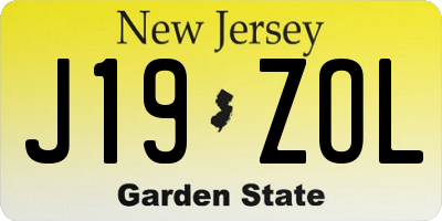 NJ license plate J19ZOL