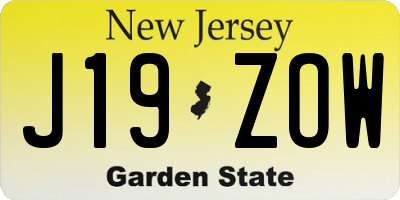 NJ license plate J19ZOW