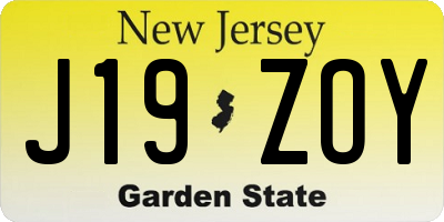 NJ license plate J19ZOY