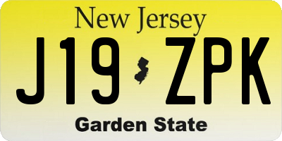 NJ license plate J19ZPK