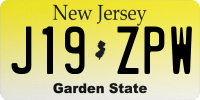 NJ license plate J19ZPW