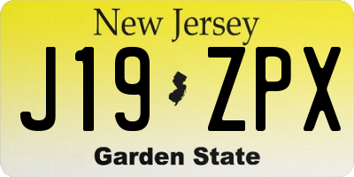 NJ license plate J19ZPX