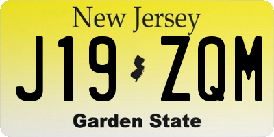 NJ license plate J19ZQM