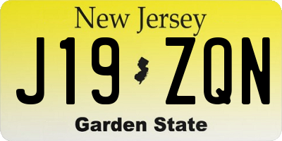 NJ license plate J19ZQN