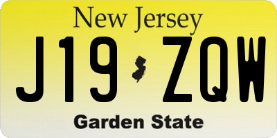 NJ license plate J19ZQW
