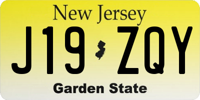 NJ license plate J19ZQY