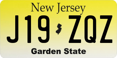 NJ license plate J19ZQZ