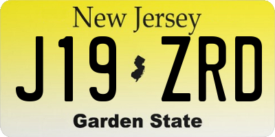 NJ license plate J19ZRD