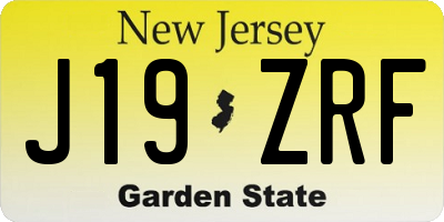 NJ license plate J19ZRF