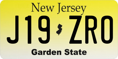 NJ license plate J19ZRO